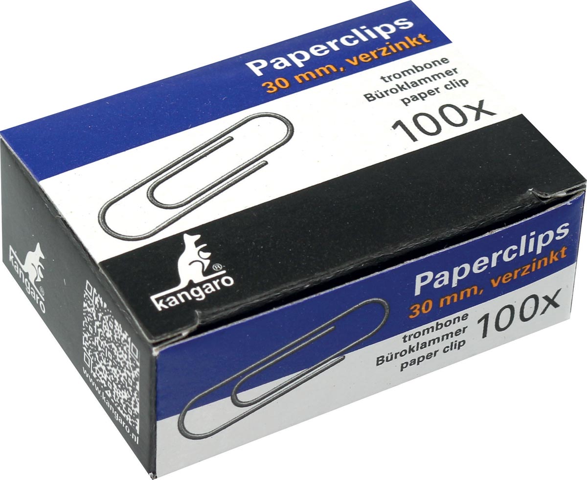 Kangaro papierklemmen 30 mm rond verzinkt, doos 100 stuks afbeelding