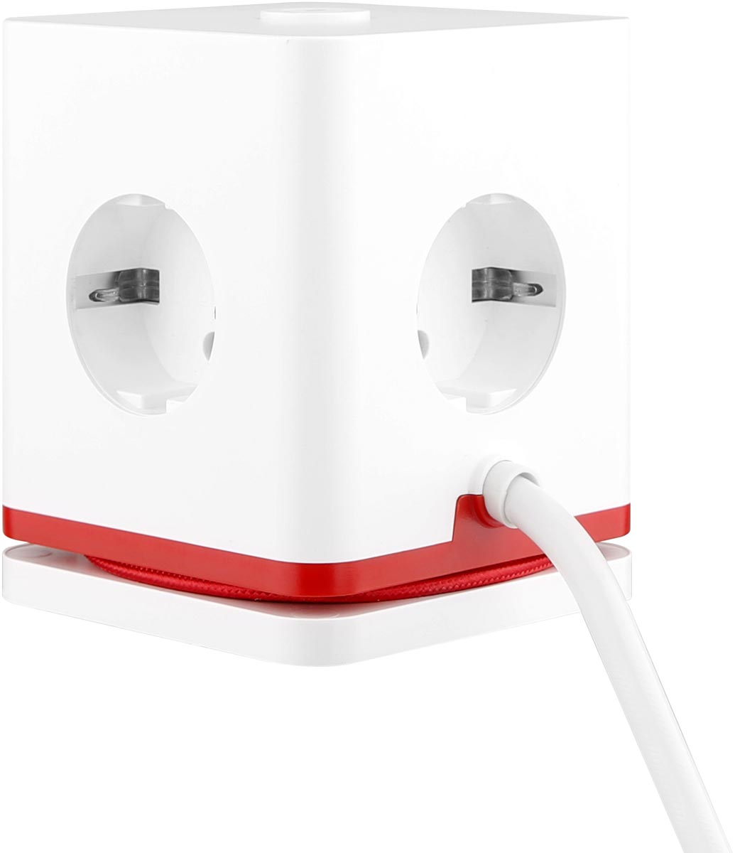 IOIO contactdoos SW1000, 3 stopcontacten en 3 USB-poorten, kubus, wit afbeelding