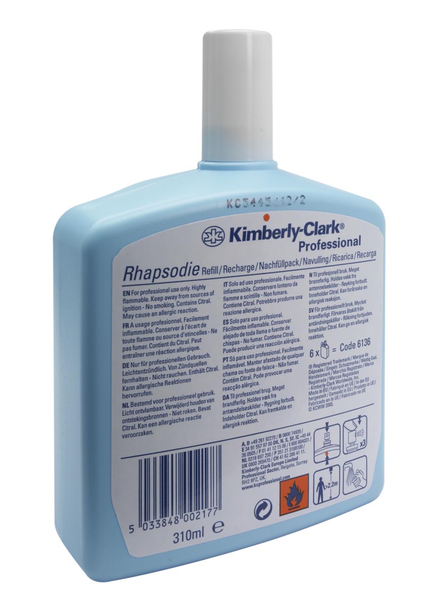 Kimberly Clark navulling voor luchtverfrisser Aquarius, rhapsodie, flacon van 310 ml