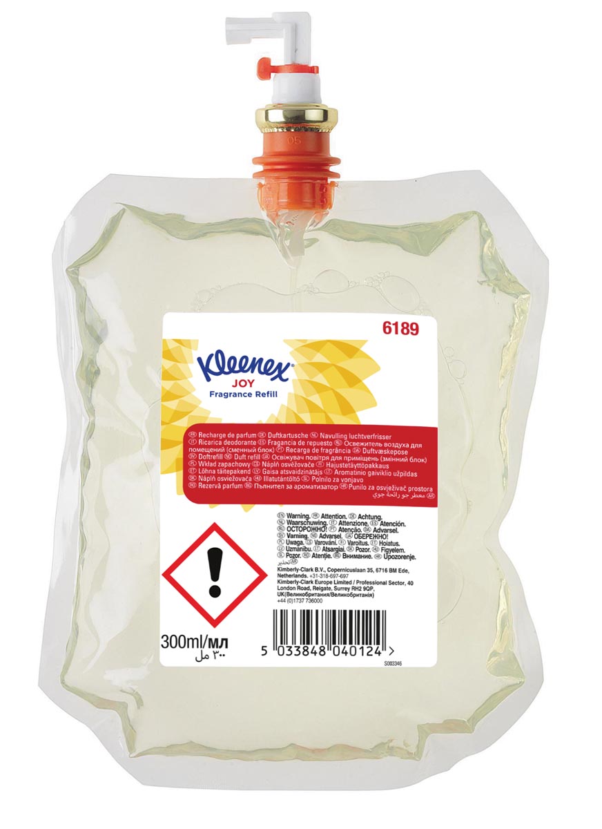 Kimberly Clark navulling voor luchtverfrisser Aquarius, joy, flacon van 300 ml, pak van 6 stuks