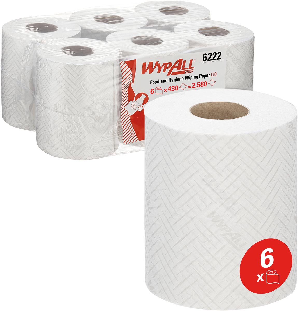 Kimberly-Clark Professional poetspapier Wypall Reach, wit, pak van 6 rollen afbeelding