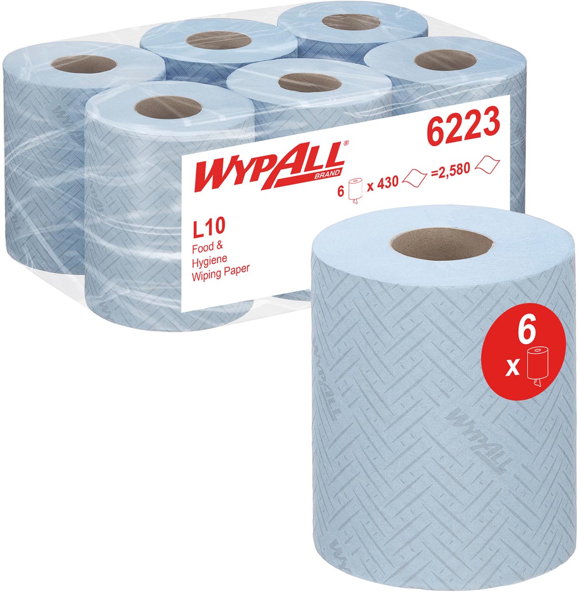 Kimberly-Clark Professional poetspapier Wypall Reach, blauw, pak van 6 rollen afbeelding