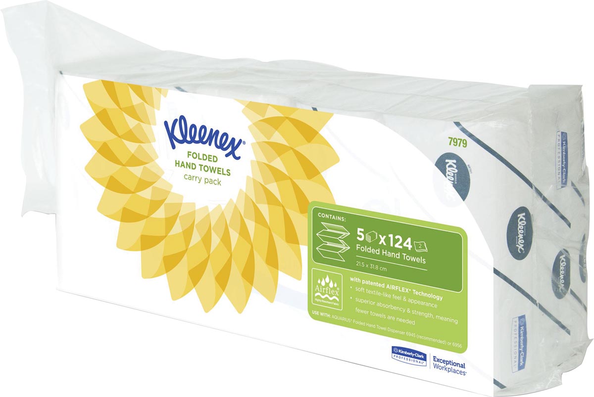 Kleenex papieren handdoeken Ultra, intergevouwen, 2-laags, 124 vellen, pak van 5 stuks afbeelding