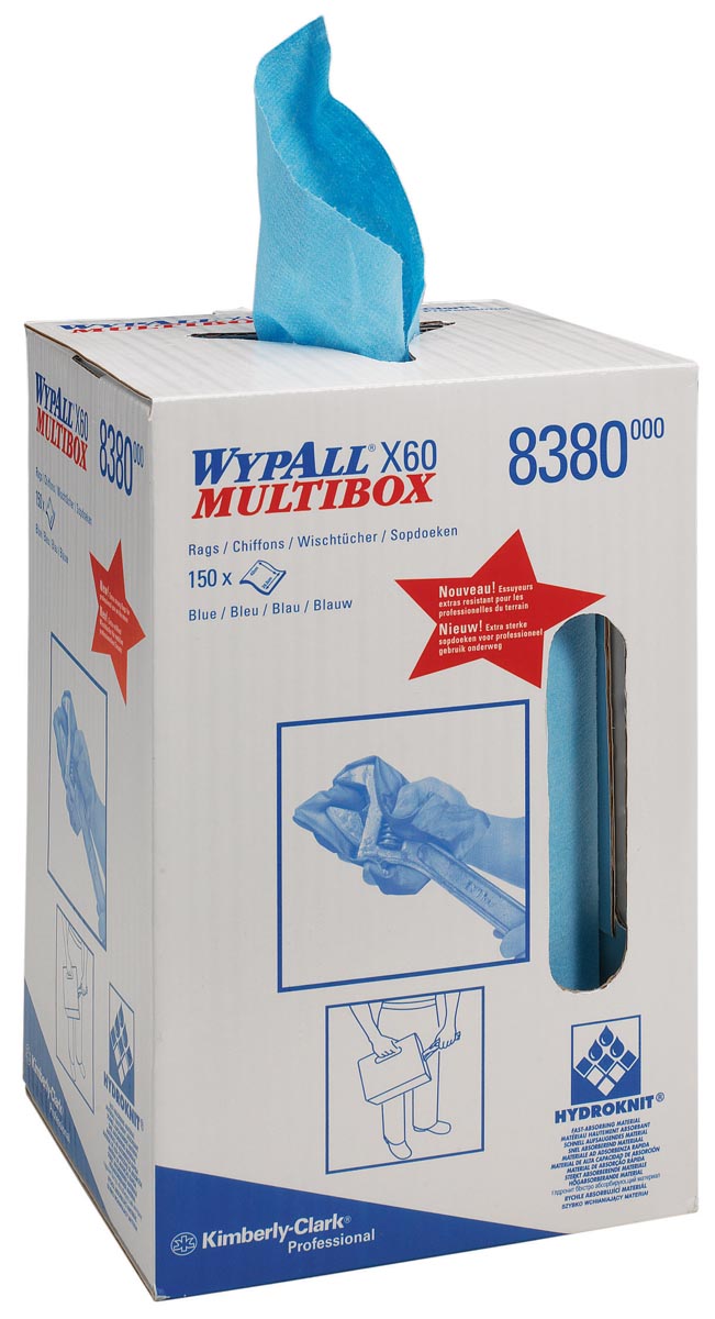 Wypall reinigingsdoeken X60, handige doos met 150 doeken afbeelding