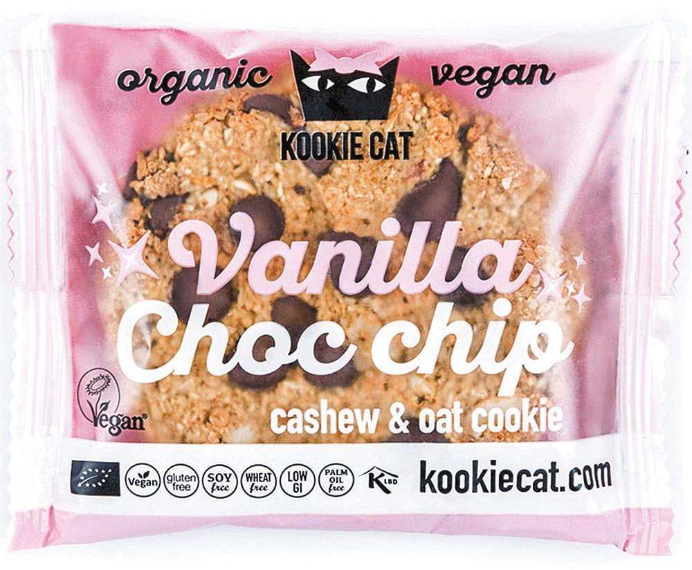 Kookie Cat koekje Vanilla & Choc Chip, 50 g, pak van 12 stuks