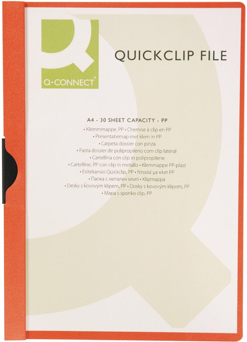 Q-CONNECT Klemmap metalenclip A4 30 vel Transparant rood
