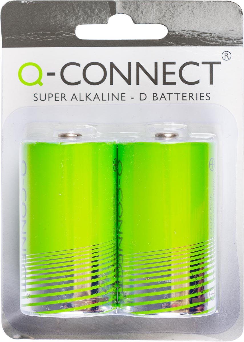 Q-CONNECT batterij, alkaline, D, blister van 2 stuks afbeelding