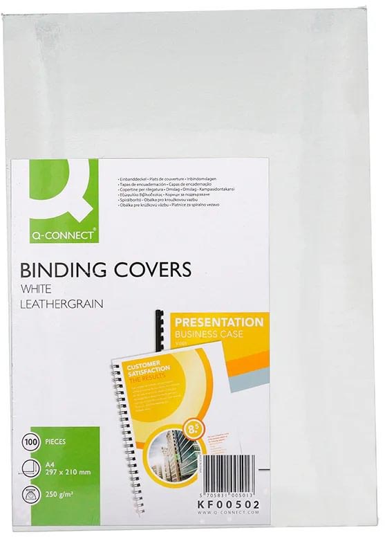 Q-CONNECT dekblad A4 leder 250 grams 100 stuks wit