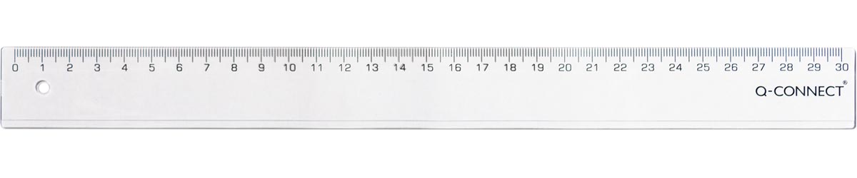 Q-CONNECT meetlat, transparant polystereen, 30 cm