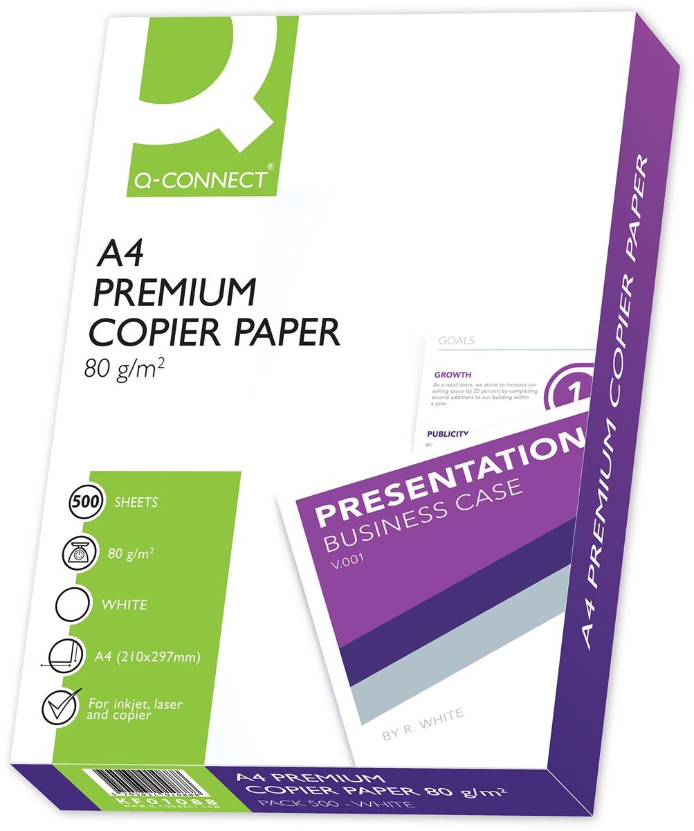 Q-CONNECT Premium kopieerpapier, ft A4, 80 g, pak van 500 vel, wit afbeelding