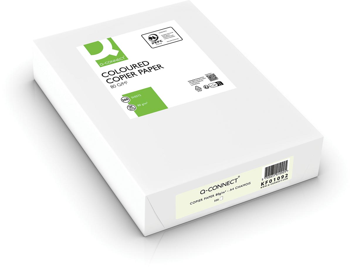 Q-CONNECT gekleurd kopieerpapier, A4, 80g, pak van 500 vel, gems afbeelding