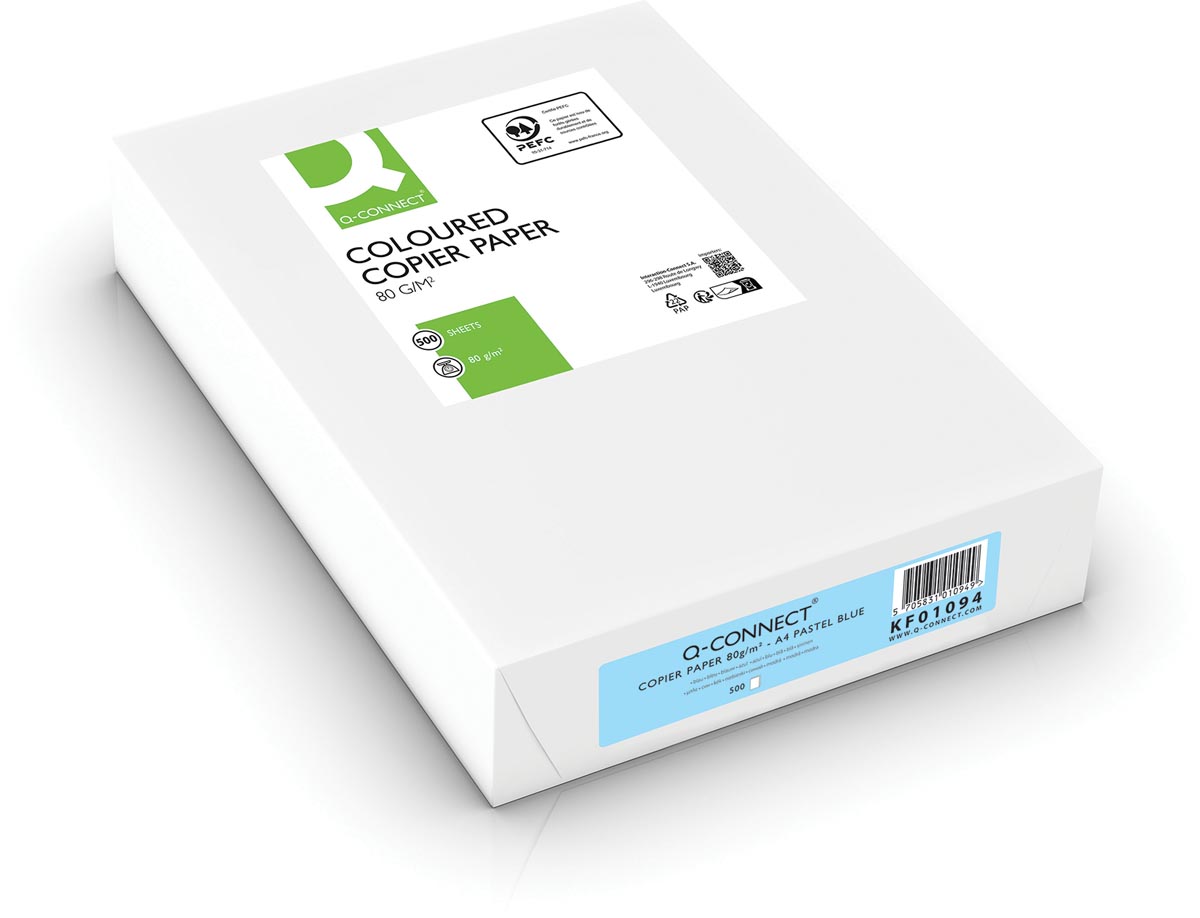 Q-CONNECT gekleurd kopieerpapier, A4, 80g, pak van 500 vel, lichtblauw afbeelding