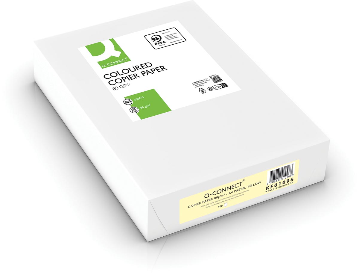 Q-CONNECT gekleurd kopieerpapier, A4, 80g, pak van 500 vel, lchtgeel afbeelding