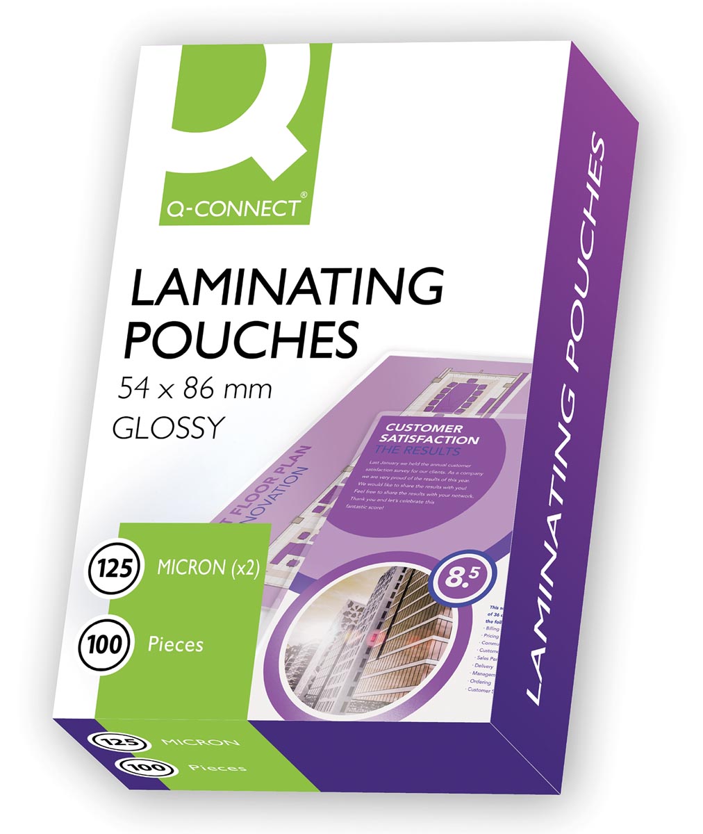 Q-Connect lamineeretui 2x 125 micron 54x86mm 100 stuks Q-Connect lamineeretui 2x 125 micron 54x86mm 100 stuks