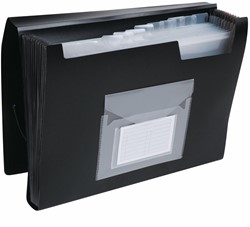 Q-CONNECT trieur, A4, PP, avec 13 compartiments, fermeture à élastiques, noir