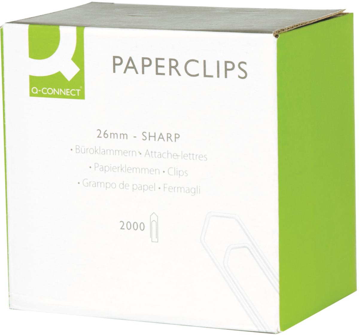 Q-CONNECT papierklemmen, 26 mm, doos van 2000 stuks afbeelding