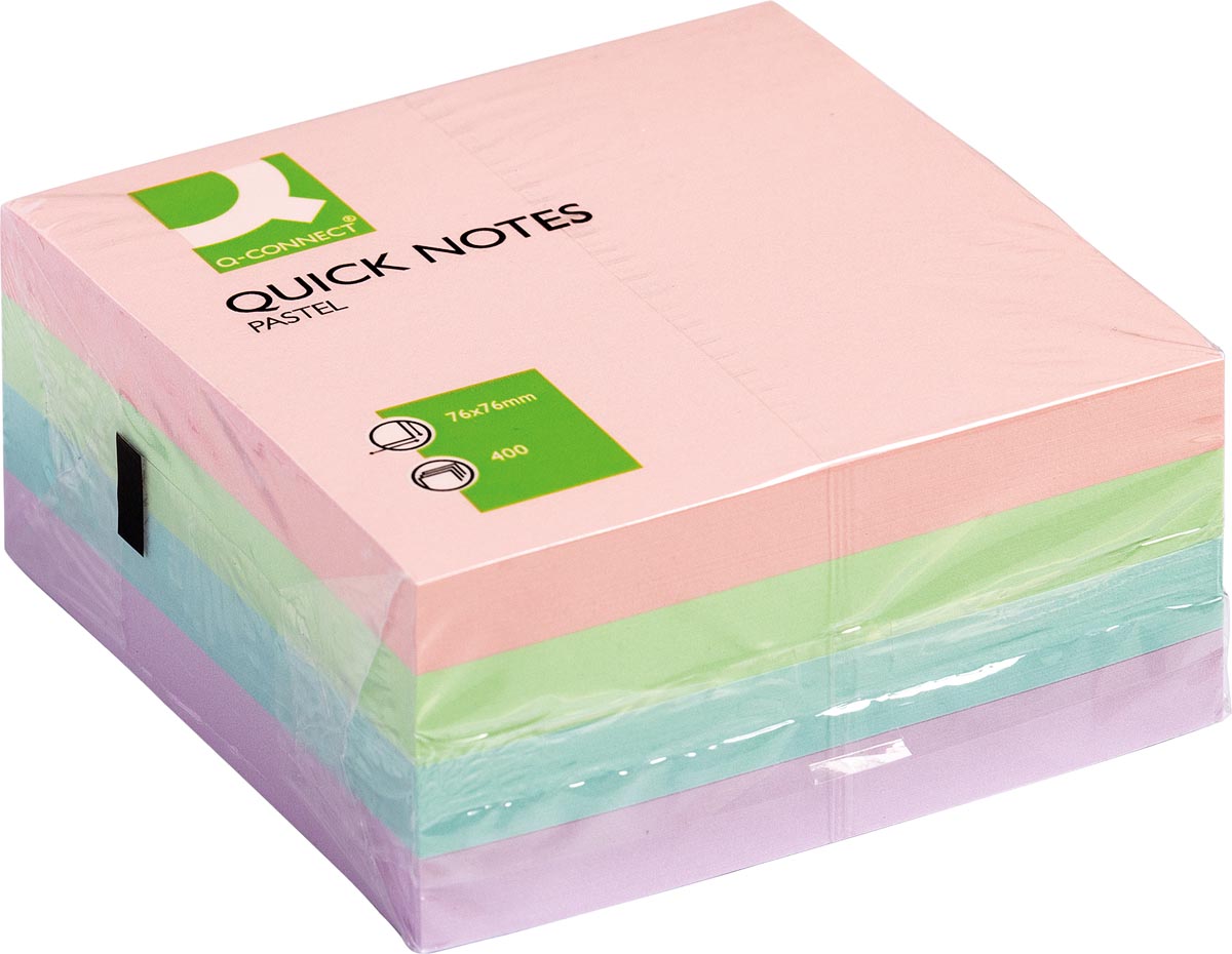 Q-CONNECT Quick Notes, ft 76 x 76 mm, 400 vel, geassorteerde kleuren afbeelding
