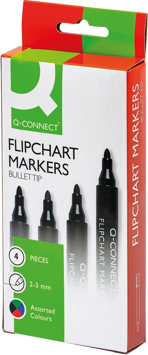 Q-CONNECT flipchartmarker, 2-3 mm, ronde punt, met clip, geassorteerde kleuren Q-CONNECT flipchartmarker, 2-3 mm, ronde punt, met clip, geassorteerde kleuren