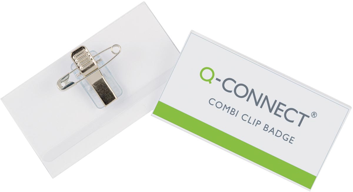 Q-CONNECT badge met combiklem 90 x 54 mm, doos van 50 stuks afbeelding