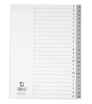 Q-Connect alfabetische tabbladen, A4, PP, met indexblad, 24 tabs, grijs Q-Connect alfabetische tabbladen, A4, PP, met indexblad, 24 tabs, grijs