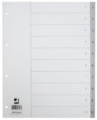 Q-Connect numerieke tabbladen, A4, PP, 1-10, met indexblad, grijs Q-Connect numerieke tabbladen, A4, PP, 1-10, met indexblad, grijs