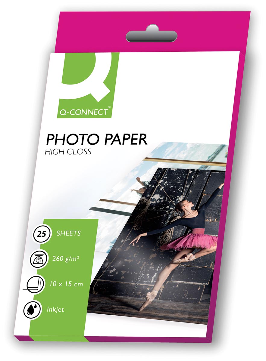 Q-CONNECT fotopapier, ft 10 x 15 cm, 260 g, pak van 25 vel Q-CONNECT fotopapier, ft 10 x 15 cm, 260 g, pak van 25 vel