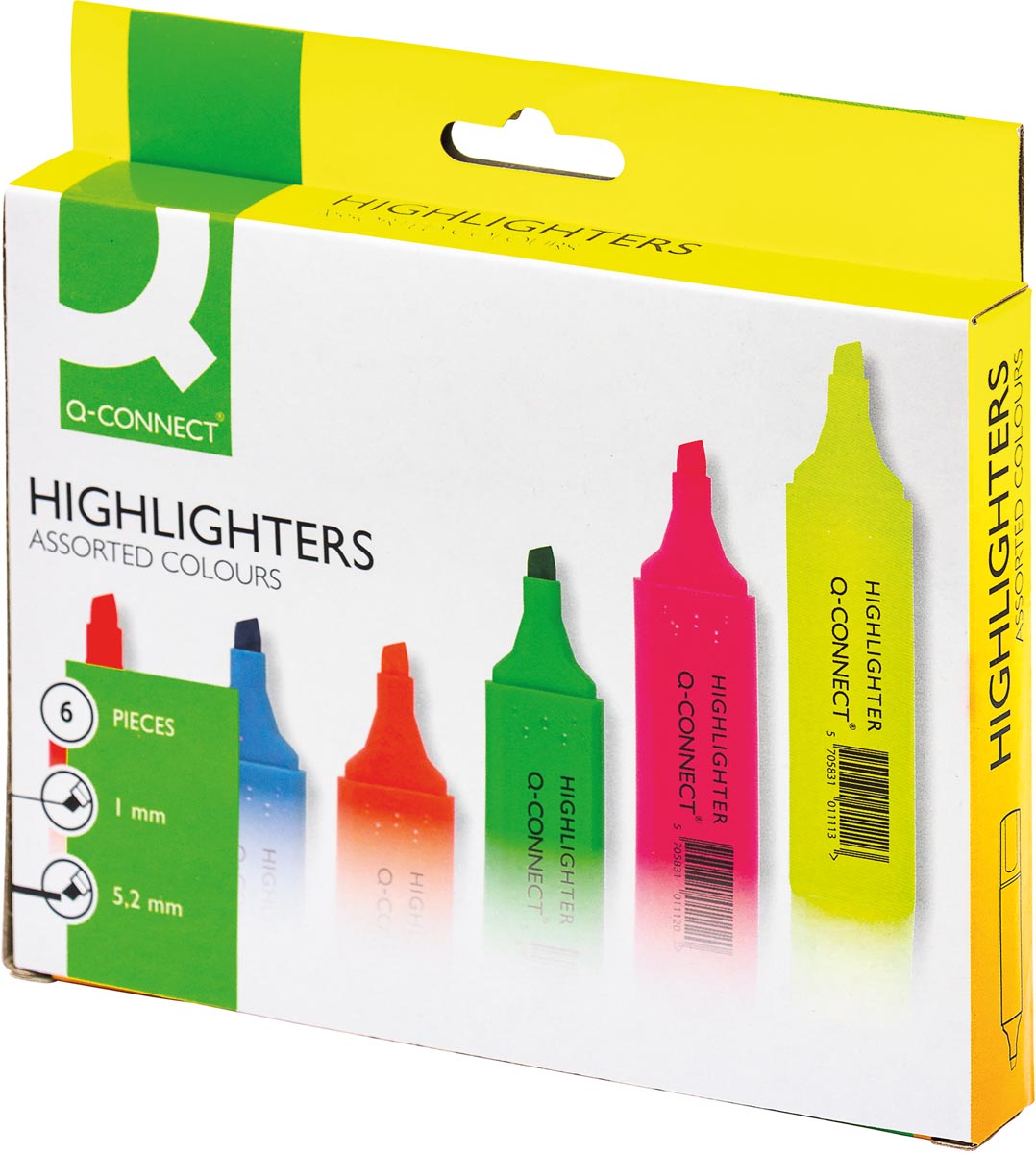 Q-CONNECT markeerstift, pak van 6 stuks in geassorteerde kleuren afbeelding