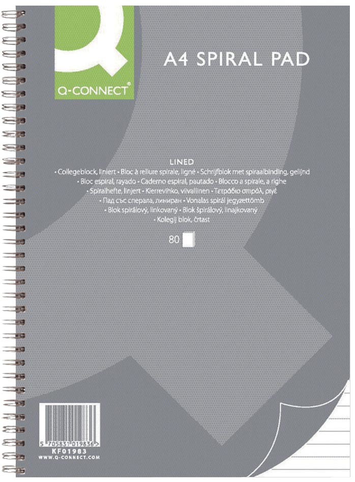 Q-Connect collegeblok, ft A4, gelijnd, 80 vel