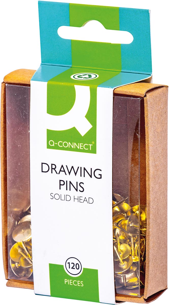 Q-CONNECT punaises, doosje van 120 stuks, messing afbeelding