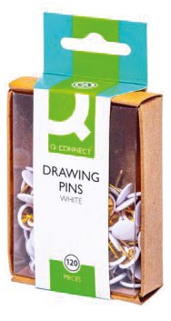 Q-CONNECT punaises, wit, doosje van 120 stuks Q-CONNECT punaises, wit, doosje van 120 stuks