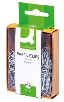 Q-CONNECT papierklemmen, 26 mm, doos van 125 stuks, ophangbaar Q-CONNECT papierklemmen, 26 mm, doos van 125 stuks, ophangbaar