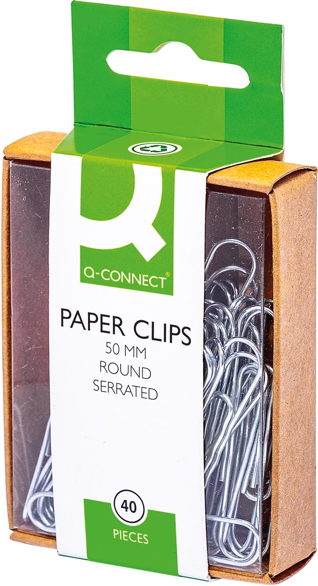 Q-CONNECT papierklemmen, 50 mm, doos van 40 stuks, ophangbaar afbeelding