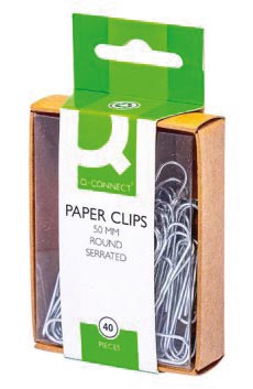 Q-CONNECT papierklemmen, 50 mm, doos van 40 stuks, ophangbaar Q-CONNECT papierklemmen, 50 mm, doos van 40 stuks, ophangbaar