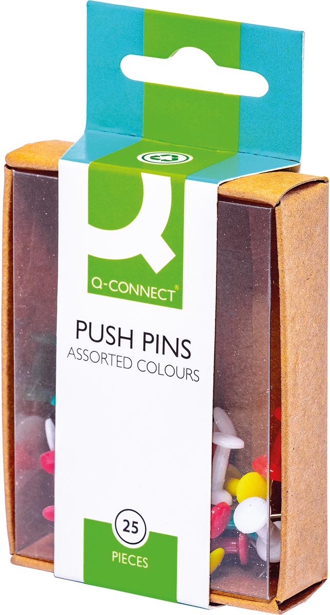 Q-CONNECT prikbordspelden, doosje van 25 stuks, geassorteerde kleuren Q-CONNECT prikbordspelden, doosje van 25 stuks, geassorteerde kleuren