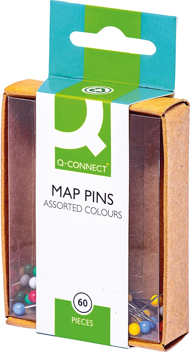 Q-CONNECT signalisatiespelden, geassorteerde kleuren, doosje van 60 stuks afbeelding