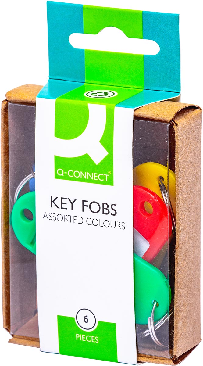 Q-CONNECT sleutelhanger, pak van 6 stuks, geassorteerde kleuren afbeelding