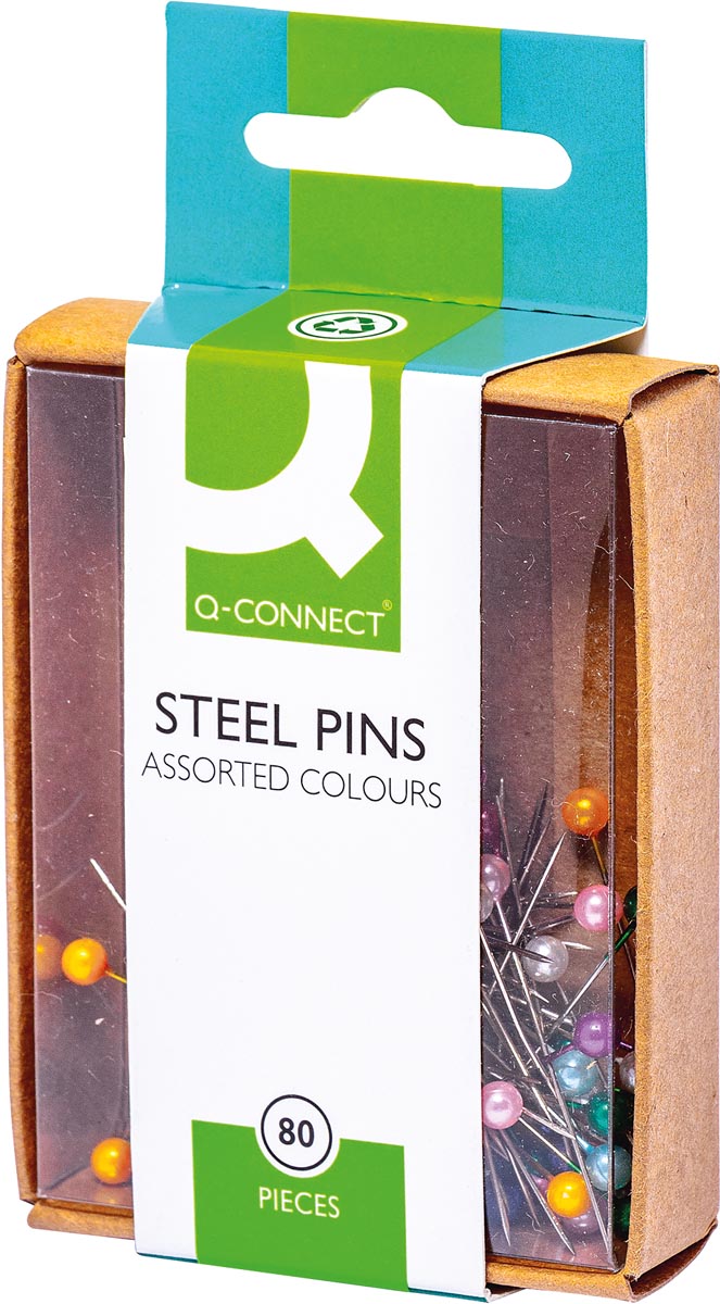 Q-CONNECT spelden 3 x 30 mm vernikkeld doos van 80 stuks afbeelding