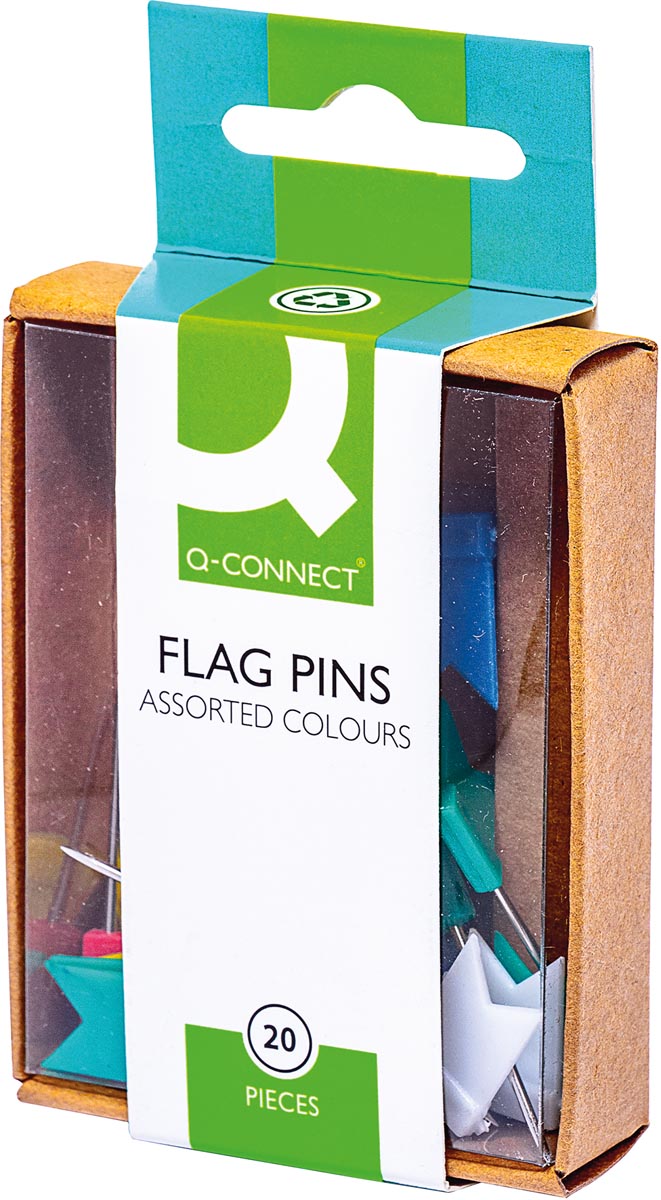 Q-CONNECT vlagspelden, geassorteerde kleuren, doosje van 20 stuks afbeelding