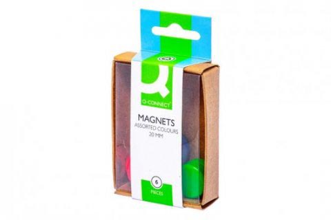 Q-Connect magneten 20 mm geassorteerde kleuren doos van 6 stuks Q-Connect magneten 20 mm geassorteerde kleuren doos van 6 stuks