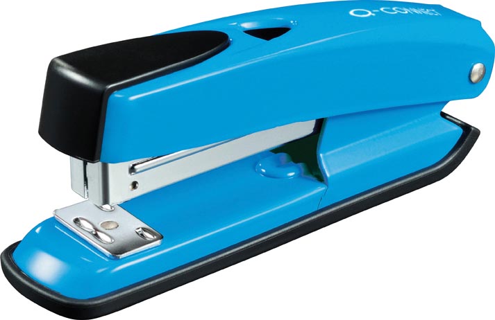 Q-CONNECT nietmachine half strip, 20 blad, metaal, blauw Q-CONNECT nietmachine half strip, 20 blad, metaal, blauw