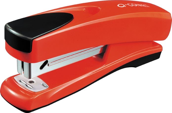 Q-CONNECT nietmachine half strip, 20 blad, kunststof, rood Q-CONNECT nietmachine half strip, 20 blad, kunststof, rood