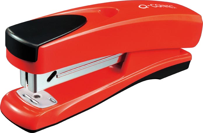 Q-CONNECT nietmachine half strip, 20 blad, kunststof, rood Q-CONNECT nietmachine half strip, 20 blad, kunststof, rood
