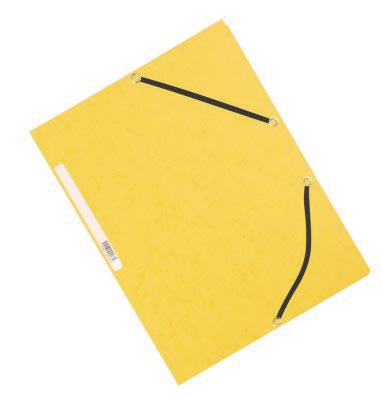 Q-CONNECT elastomap, A4, 3 kleppen en elastieken, karton, geel Q-CONNECT elastomap, A4, 3 kleppen en elastieken, karton, geel