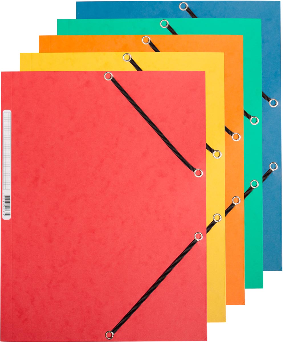 Q-CONNECT elastomap, A4, 3 kleppen en elastieken, karton, assorti, pak van 10 stuks afbeelding