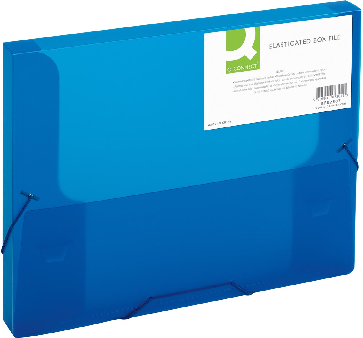 Q-CONNECT elastobox, met elastieken, A4, rug 25 mm, blauw afbeelding