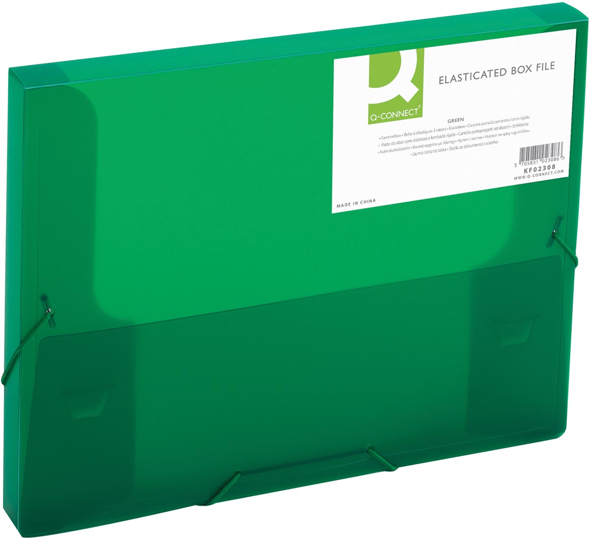 Q-CONNECT elastobox, met elastieken, A4, rug 25 mm, groen afbeelding