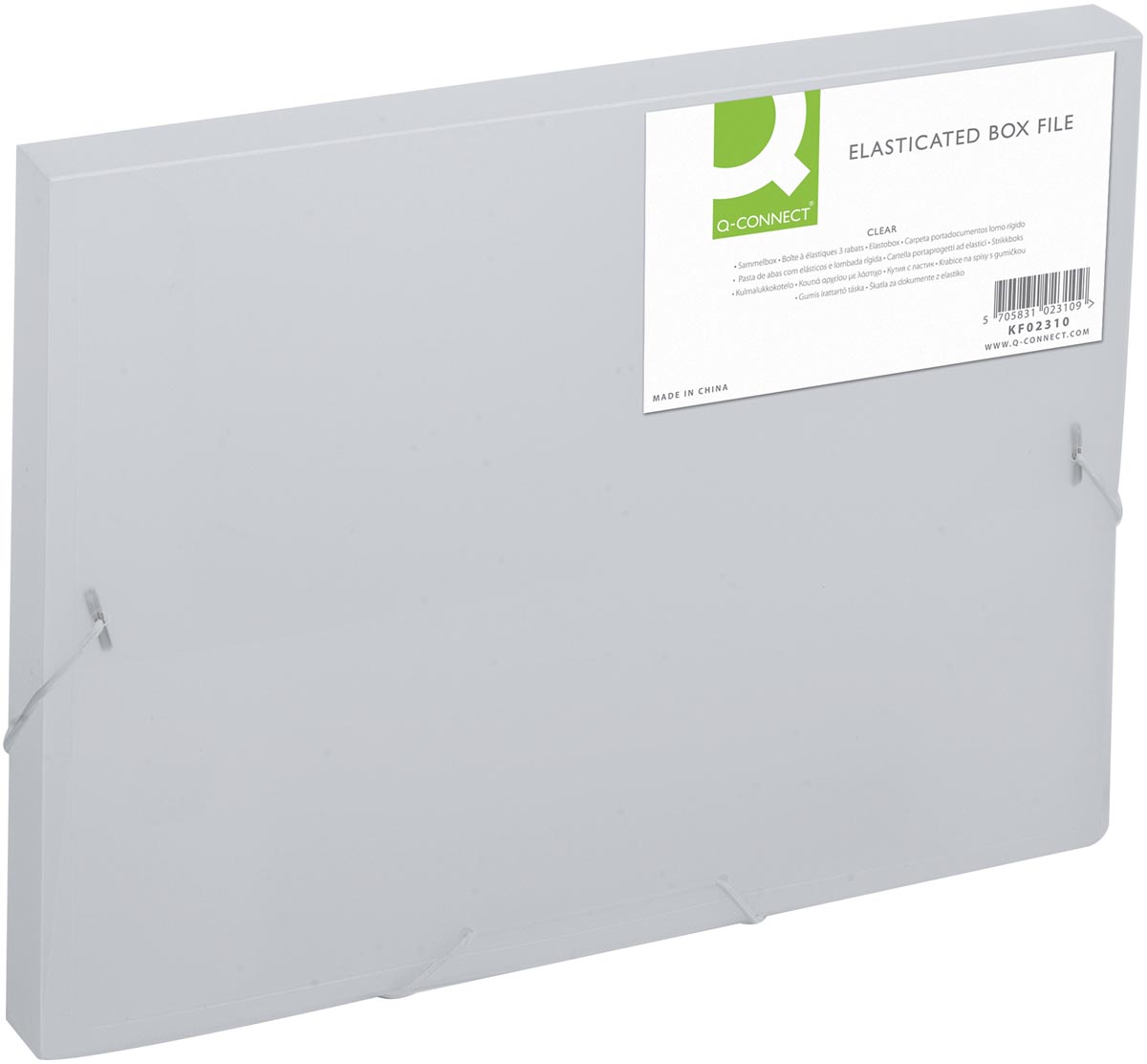 Q-CONNECT elastobox, met elastieken, A4, rug 25 mm, transparant afbeelding