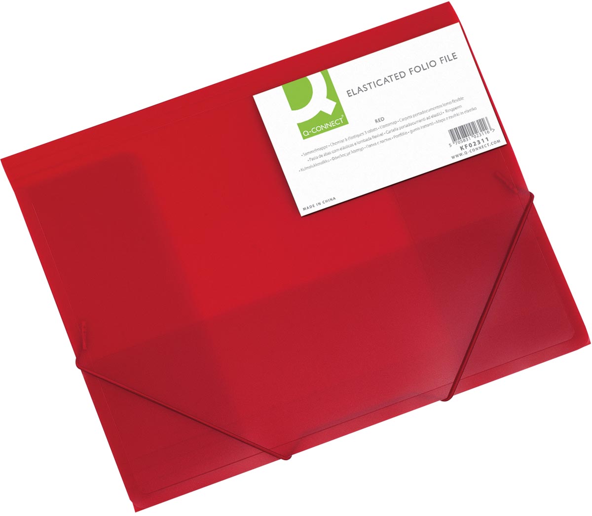 Q-CONNECT elastomap, A4, 3 kleppen en elastieken, transparant PP, rood afbeelding