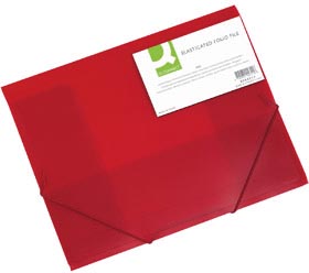 Q-CONNECT elastomap, A4, 3 kleppen en elastieken, transparant PP, rood Q-CONNECT elastomap, A4, 3 kleppen en elastieken, transparant PP, rood