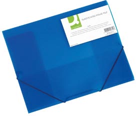 Q-CONNECT elastomap, A4, 3 kleppen en elastieken, transparant PP, blauw Q-CONNECT elastomap, A4, 3 kleppen en elastieken, transparant PP, blauw